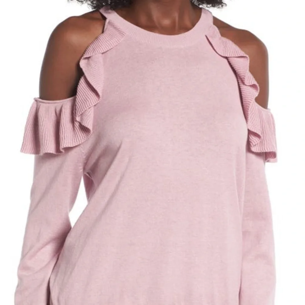 BP Ruffle Cold Shoulder Pullover - Picture 4 of 6